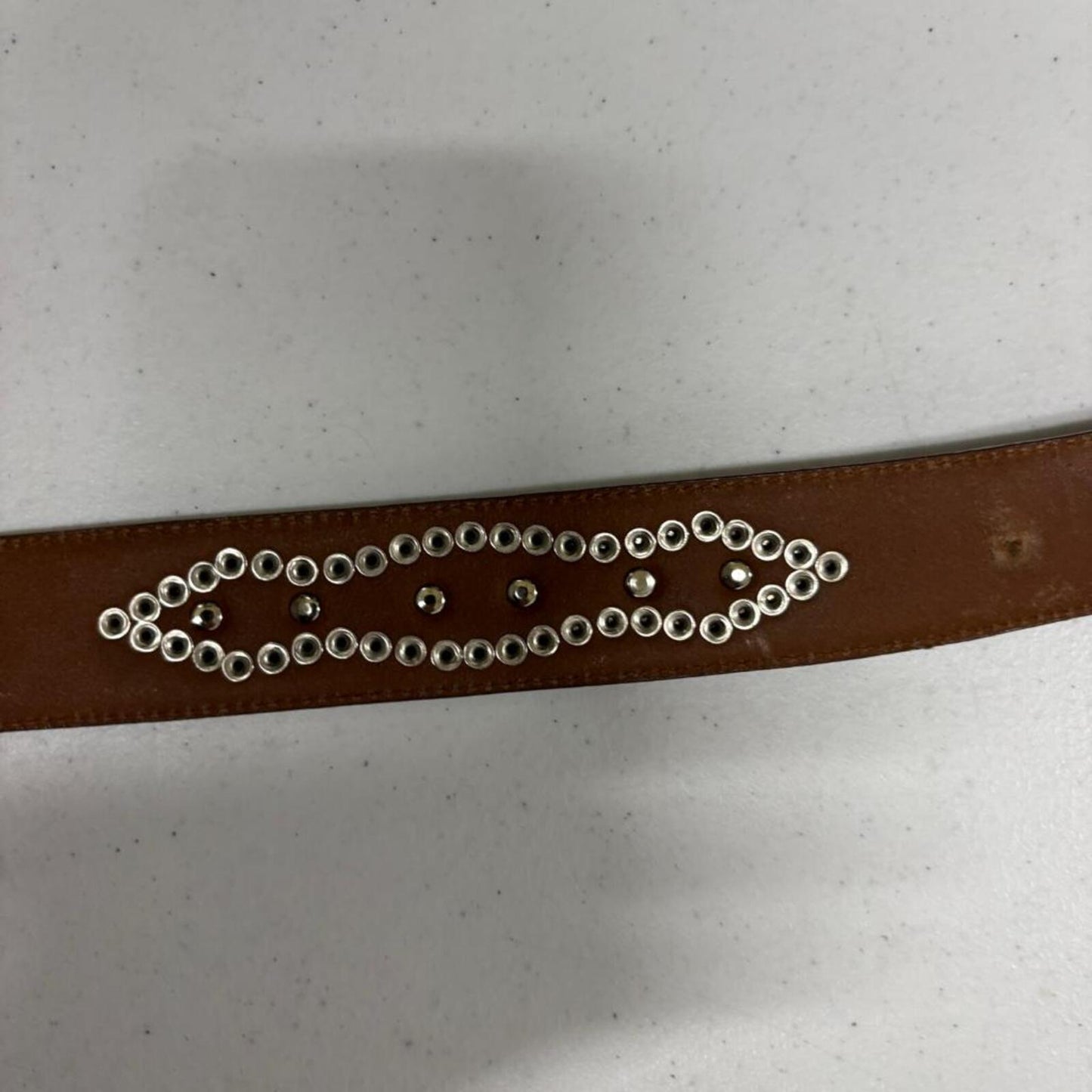 Nocona Belt Co Womens Brown Leather Western Belt Size 38 Studded Silver Buckle