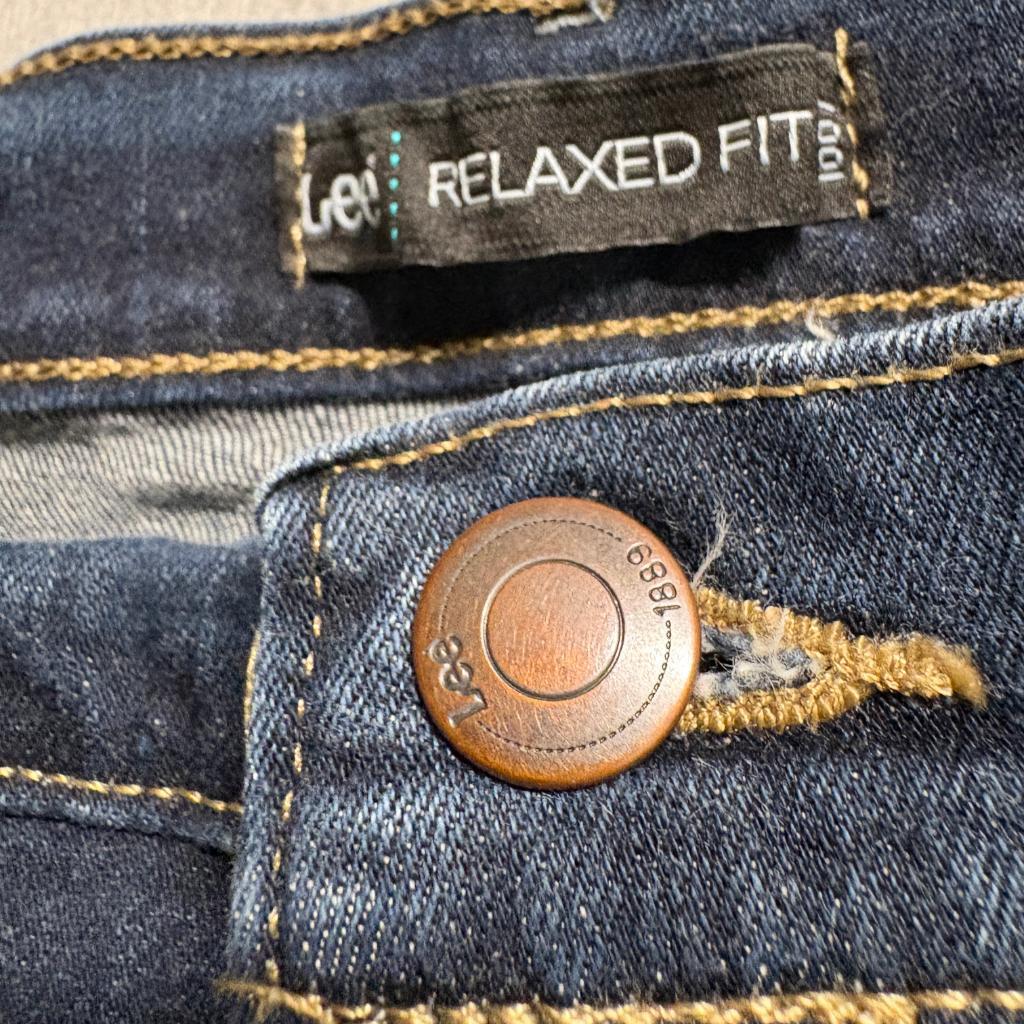 Lee Relaxed Fit Jeans Womens 16 Short Blue Denim Stretch Straight Leg Pants