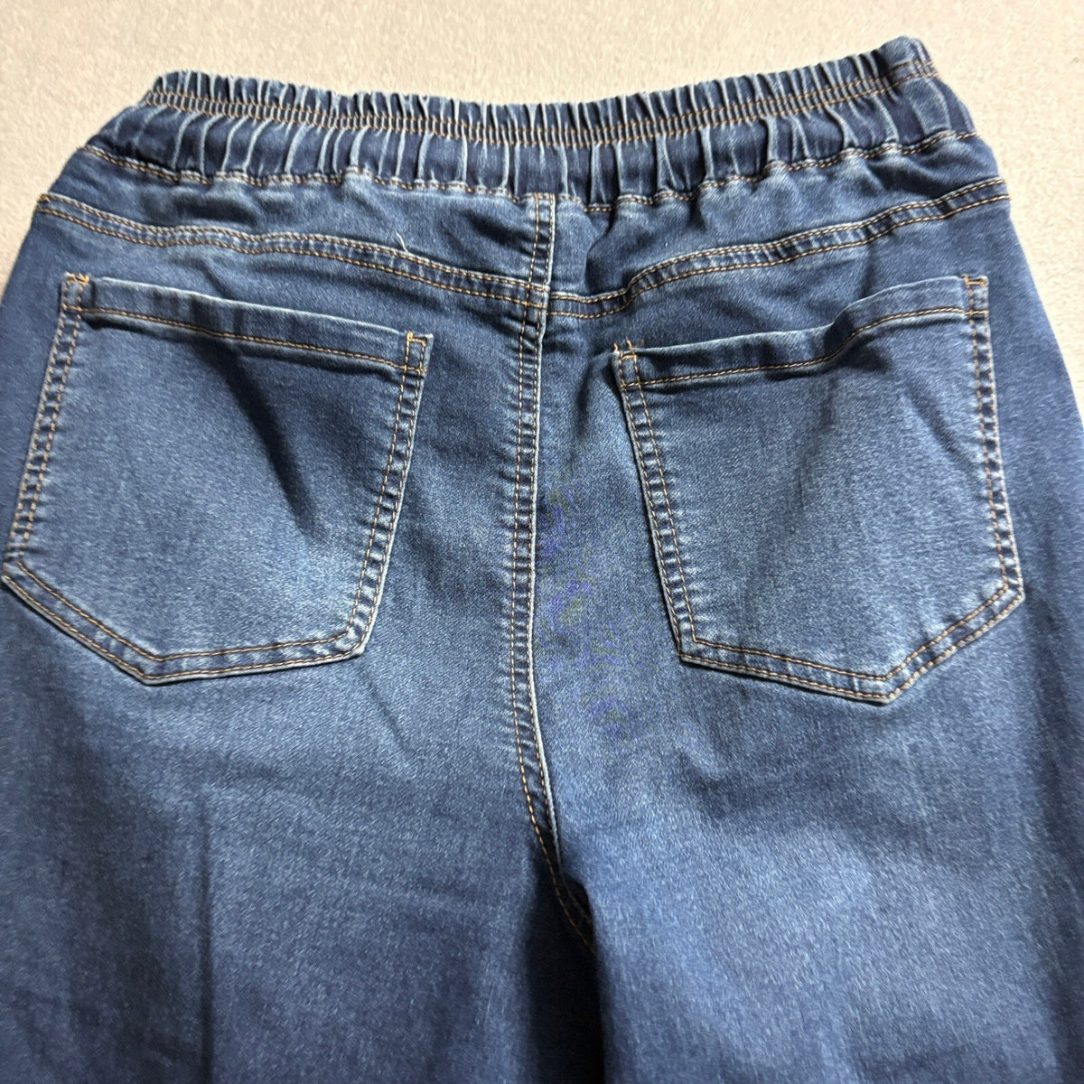Fashion Nova Denim Joggers Womens Small Blue Elastic Drawstring Waist Jeans