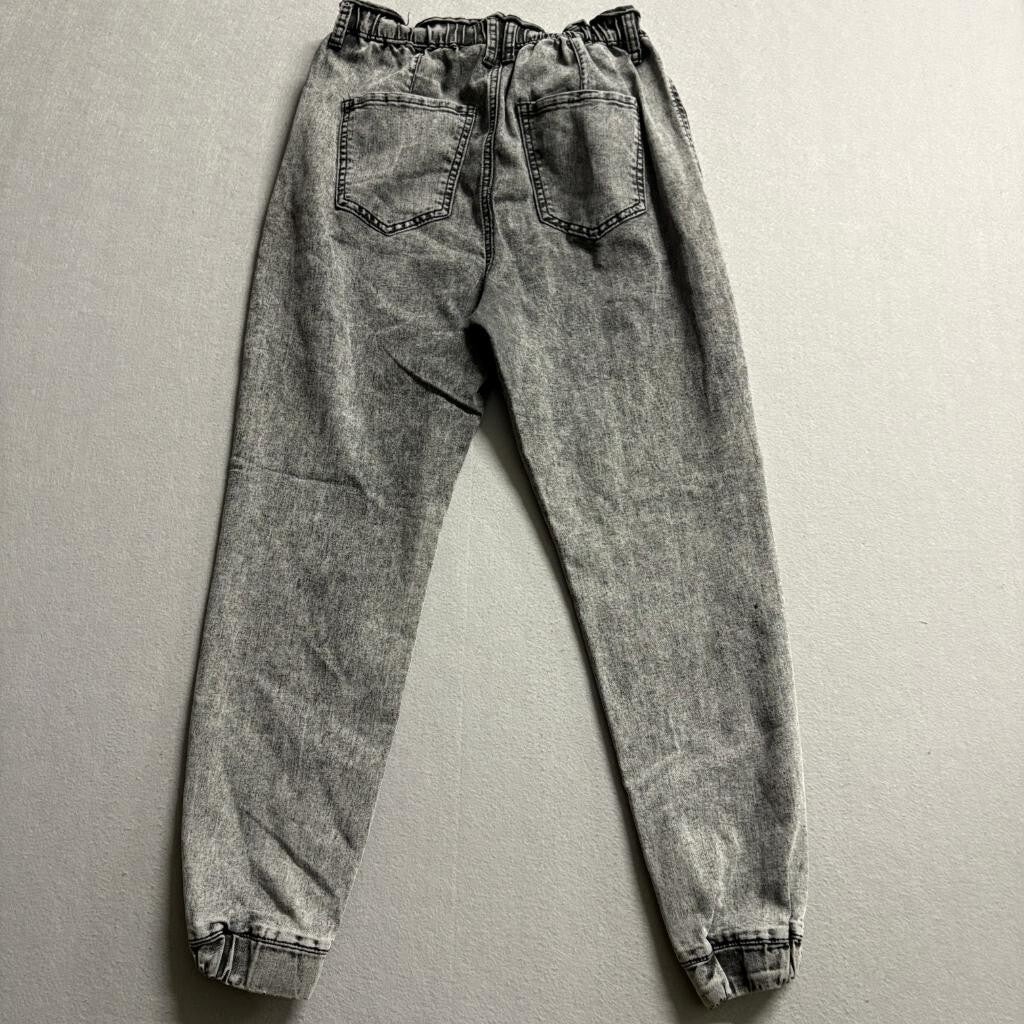SONG Jeans Womens 7/28 Gray Acid Wash Paperbag Waist Denim Joggers Stretch