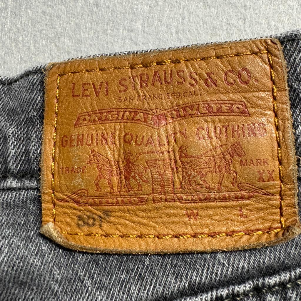 Levis Premium 501 Original Crop Jeans Womens 27x28 Gray Denim Button Fly Stretch