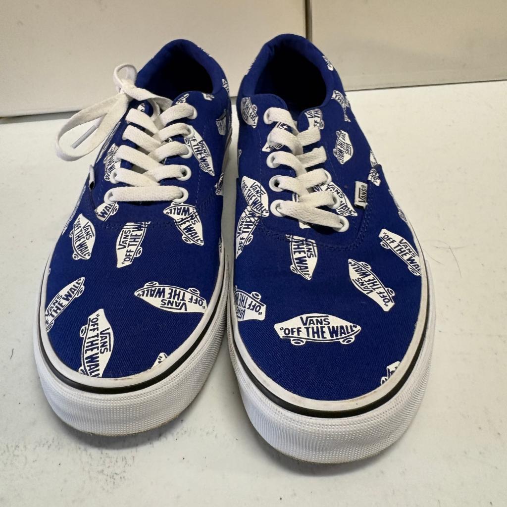 Vans Authentic Off The Wall Logo Print Blue Canvas Sneakers Mens Size 10