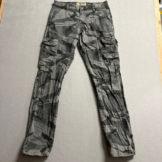 Wrangler Authentics Mens Cargo Pants 32x34 Gray Camo Stretch Twill ZM6SYGL