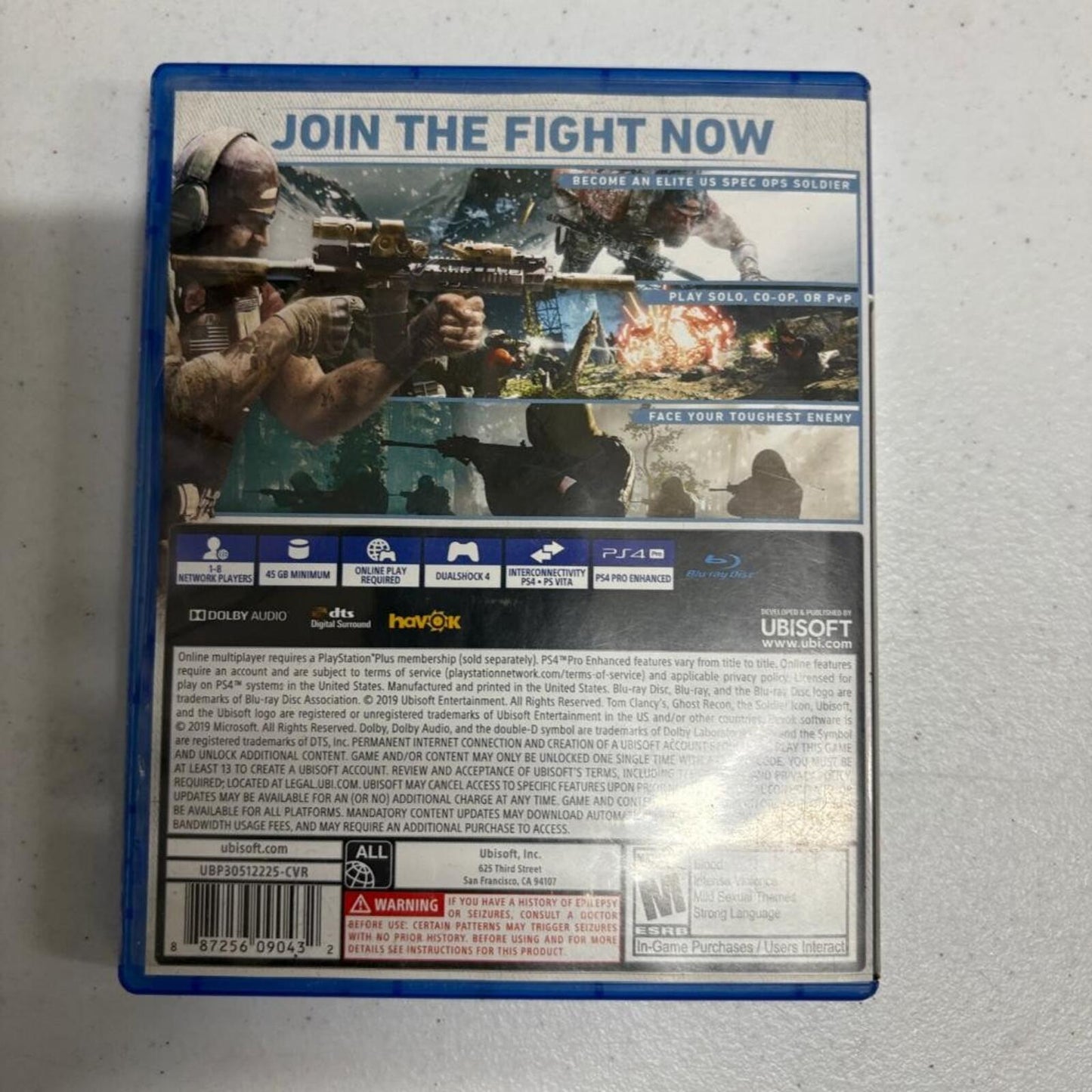 Tom Clancy's Ghost Recon Breakpoint PS4 PlayStation 4 Ubisoft Game Disc Case