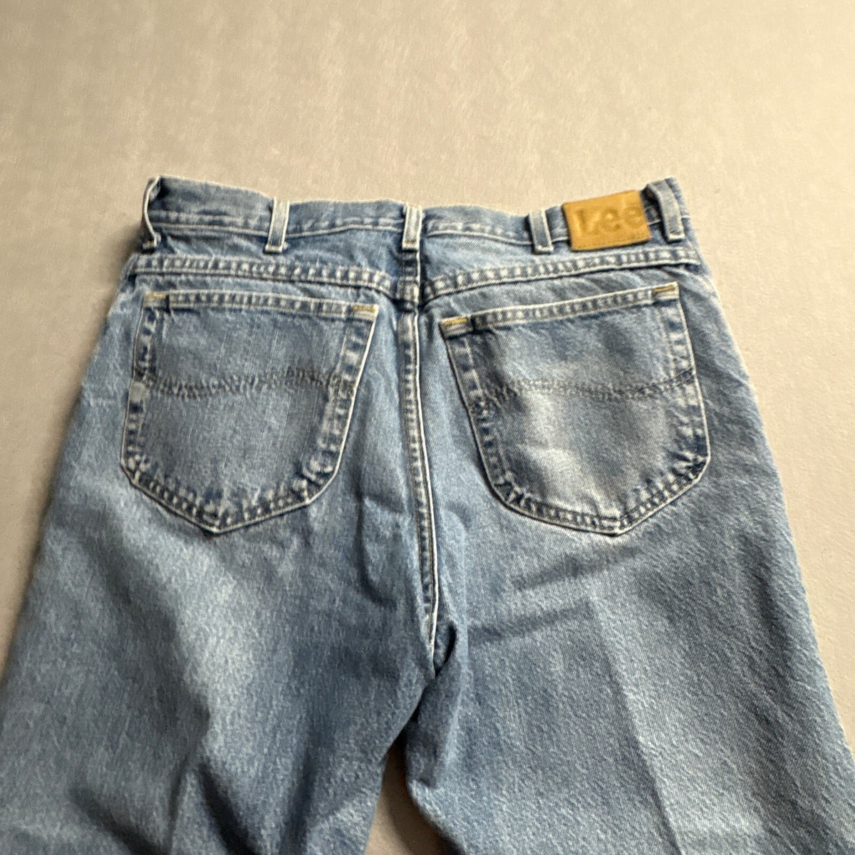 Lee Denim Jeans Mens 34x30 Light Blue Wash Straight Leg Workwear Distressed