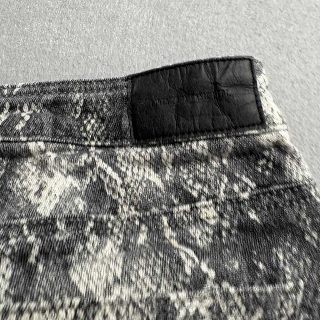 Zara Z1975 Denim Womens Size 8 Gray Snakeskin Print High Rise Raw Hem Jeans