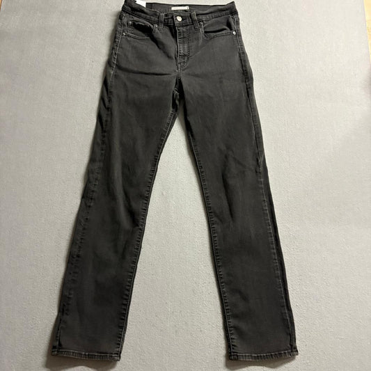 Levi's 724 High Rise Straight Jeans Womens Size 30x32 Black Denim Stretch