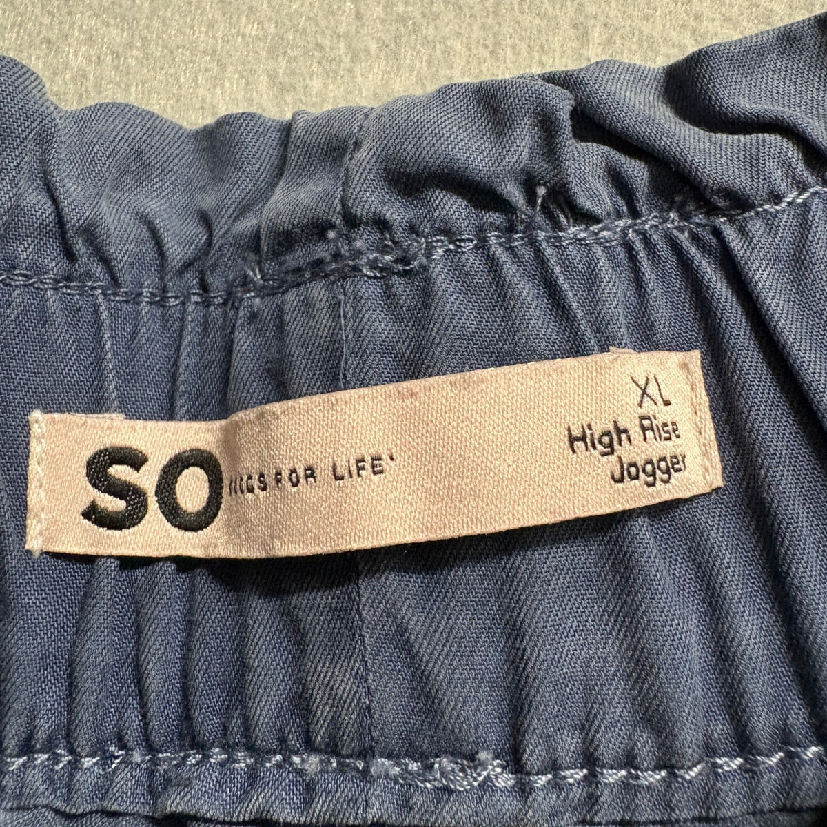 SO Womens High Rise Jogger Pants XL Blue 100% Lyocell Elastic Drawstring Waist
