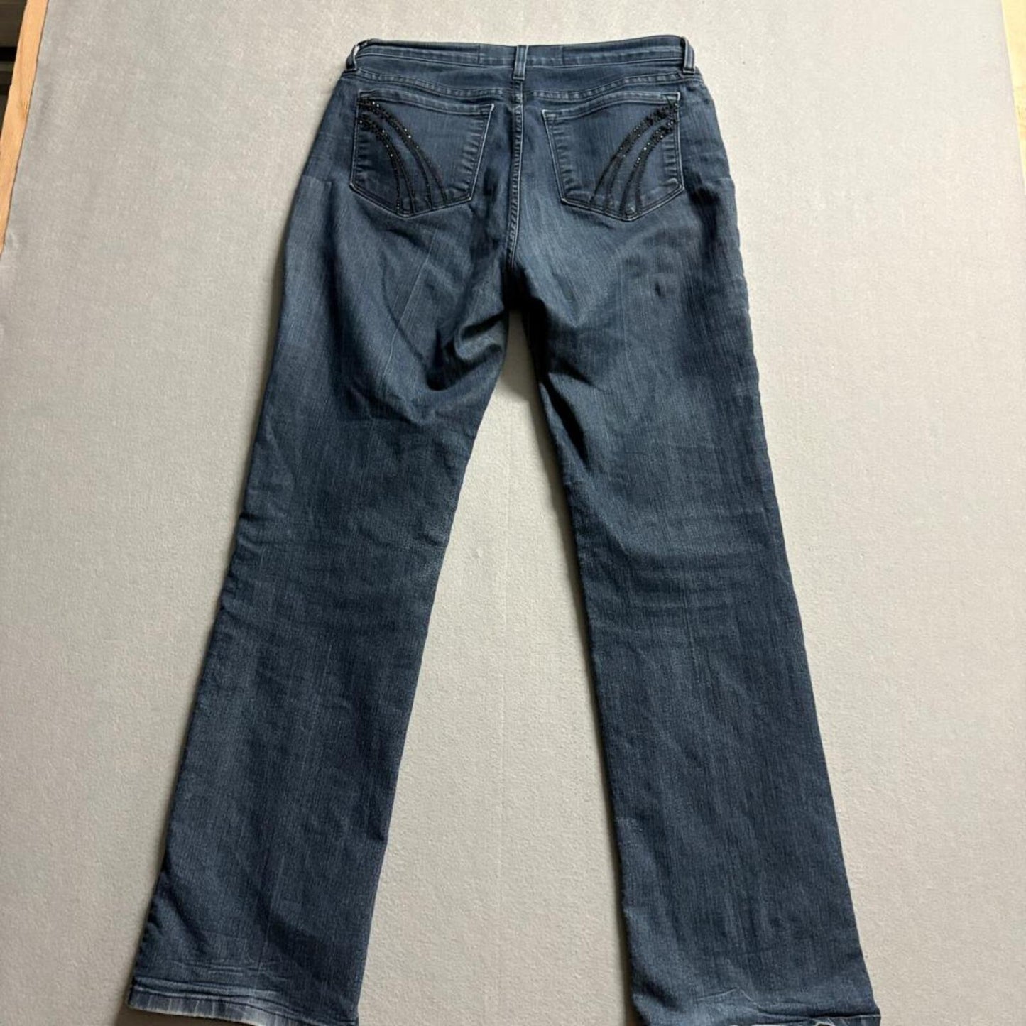 NYDJ Not Your Daughters Jeans Womens 10 Blue Straight Leg Rhinestone Pockets USA