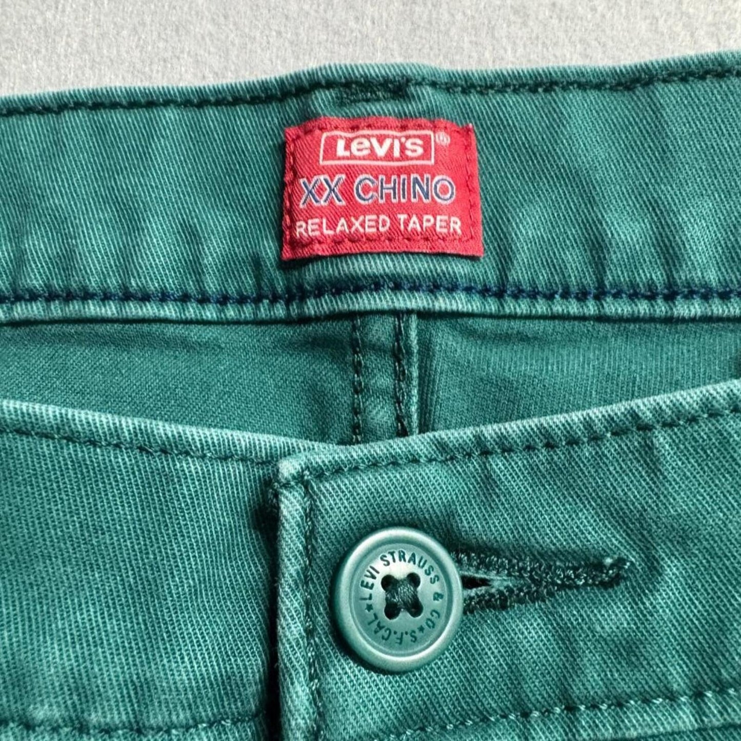 Levi's XX Chino Relaxed Taper Pants Mens 34x32 Green Stretch Cotton Casual