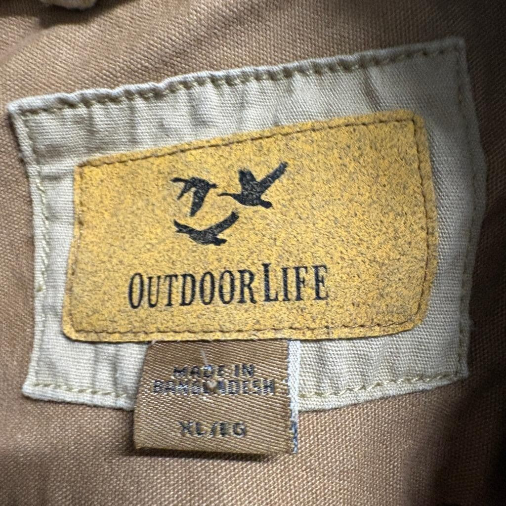Outdoor Life Shirt Mens XL Brown Cotton Canvas Heavyweight Workwear Button Up