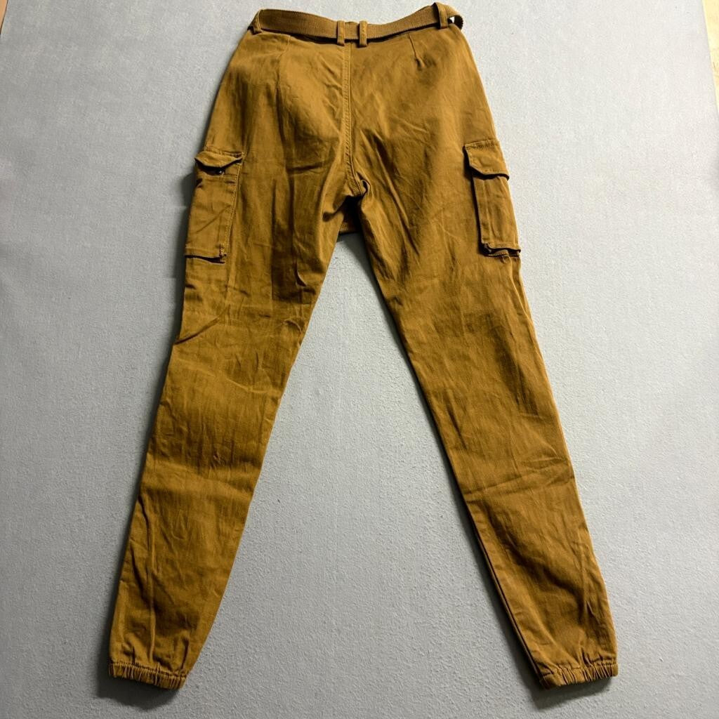 American Bazi Womens Cargo Jogger Pants Size S Brown Belted Utility Stretch