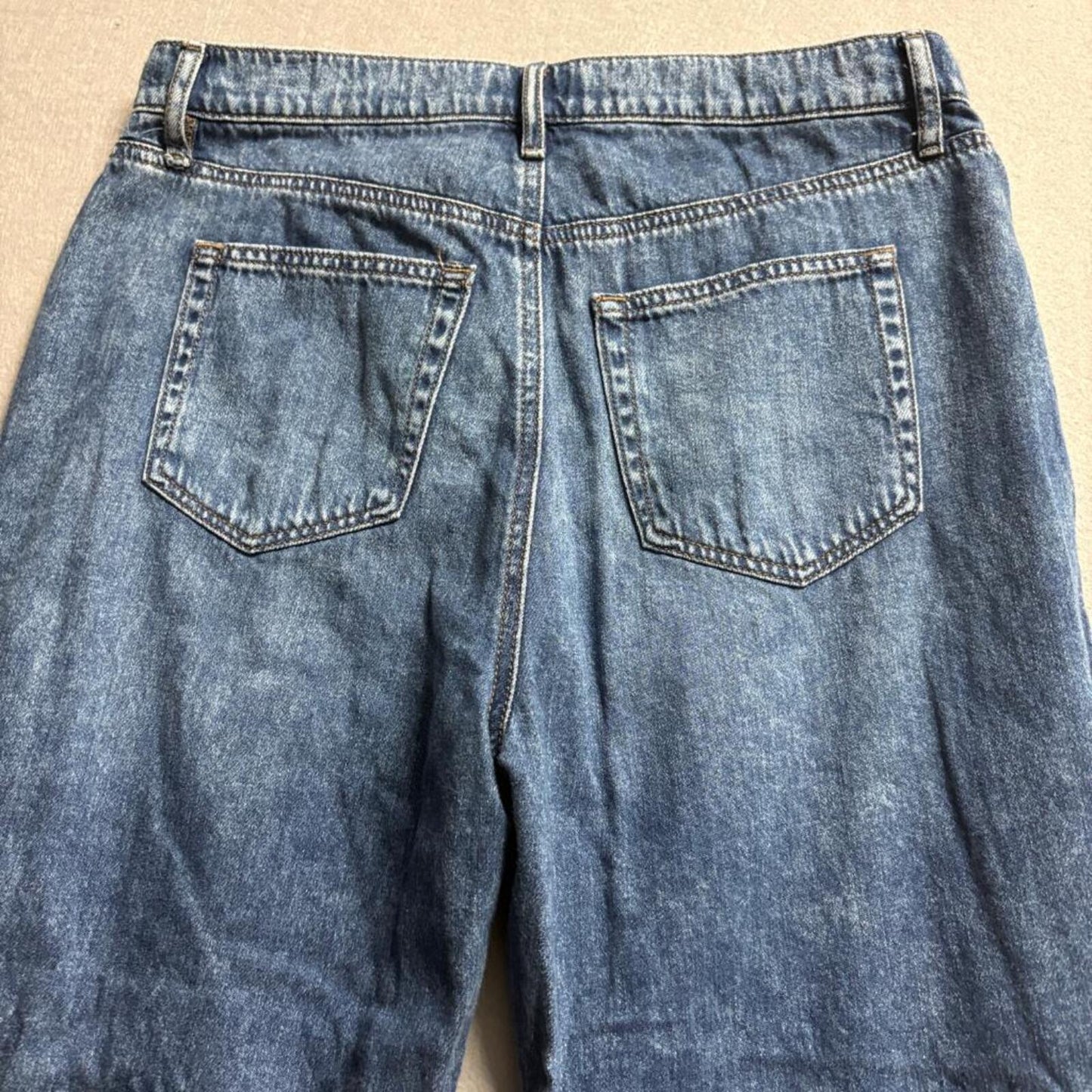 Loft Outlet Petite Jeans Womens Size 8P Blue Acid Wash Wide Leg Crop Denim