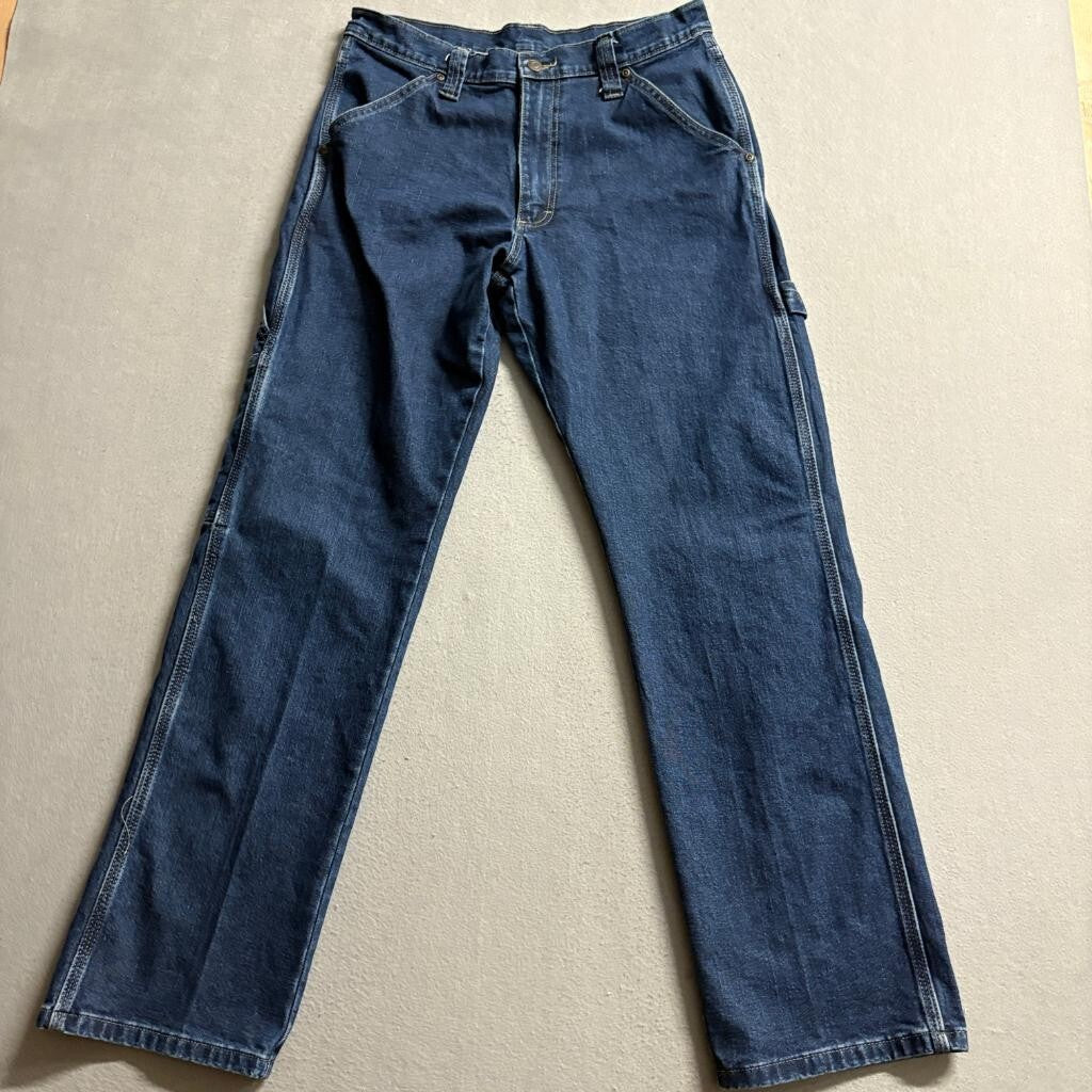 Wrangler Carpenter Jeans Mens 30x32 Blue Denim Utility Work Pants