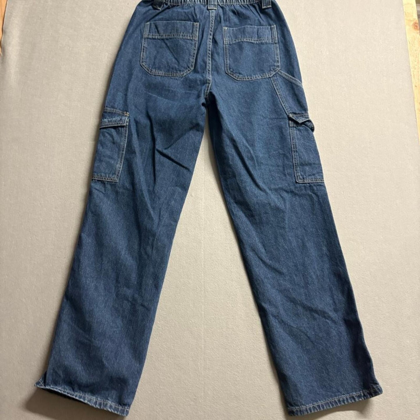 Tapata Cargo Jeans Womens Small 32 Inseam Blue Denim Elastic Waist Utility Pants