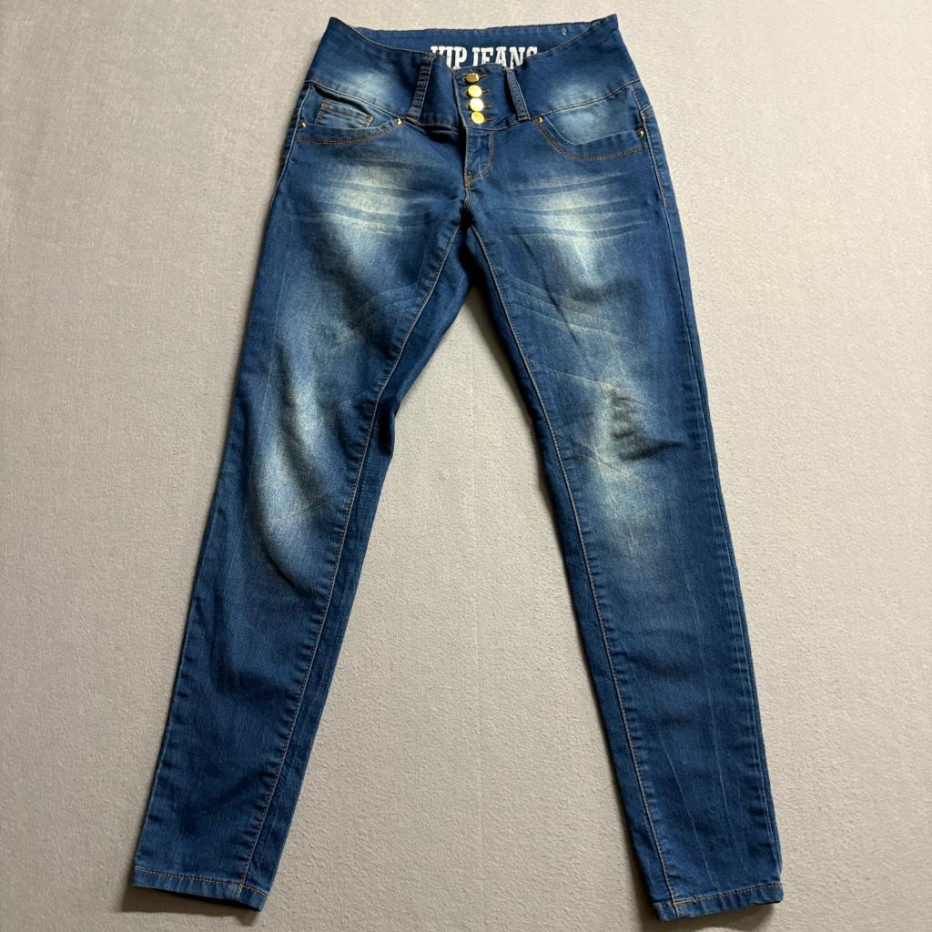 VIP Jeans Womens Size 5/6 High Rise Skinny Blue Denim 4 Button Fly Stretch