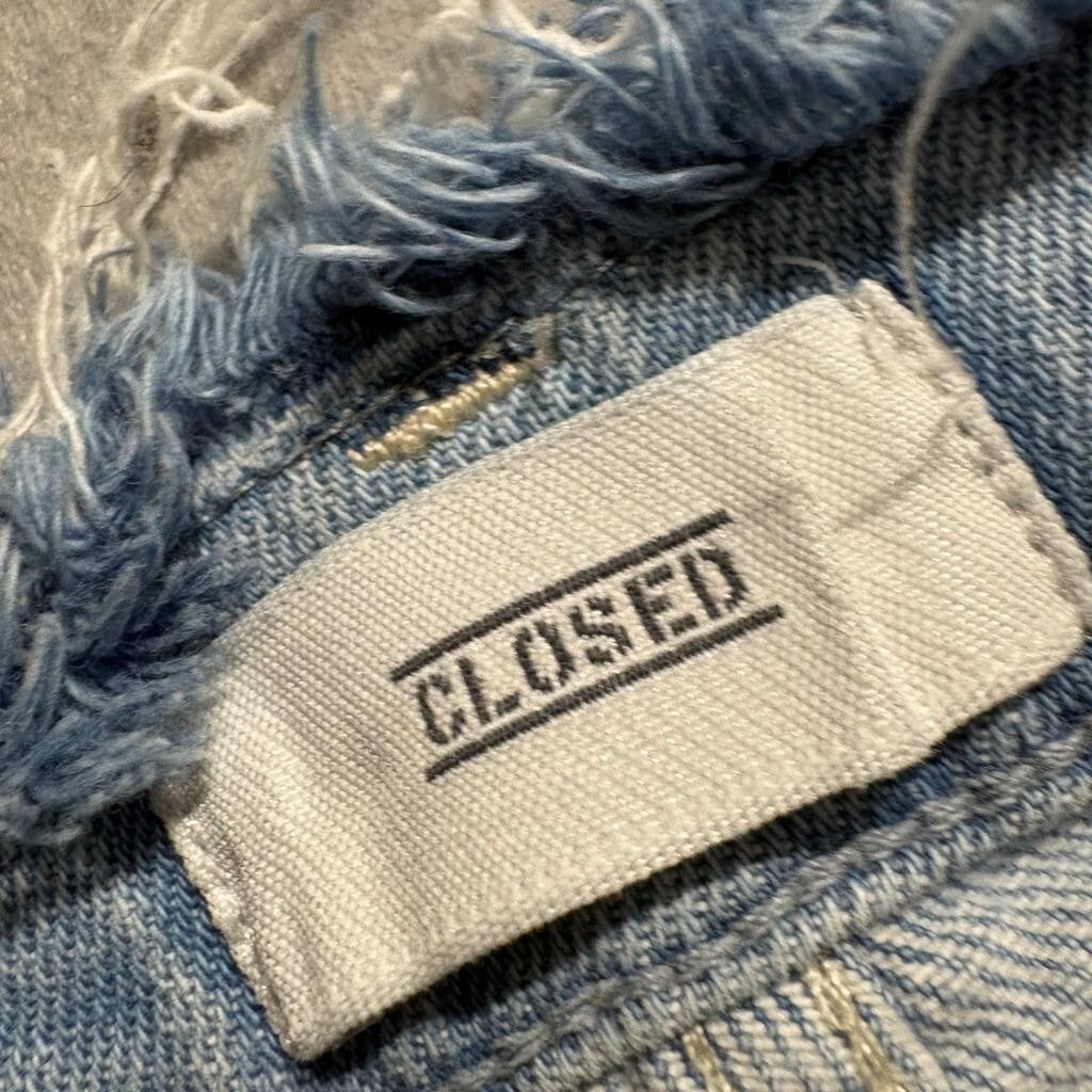 Closed Jeans Womens 27 Light Wash Denim Fringed Raw Waistband Handmade Italy