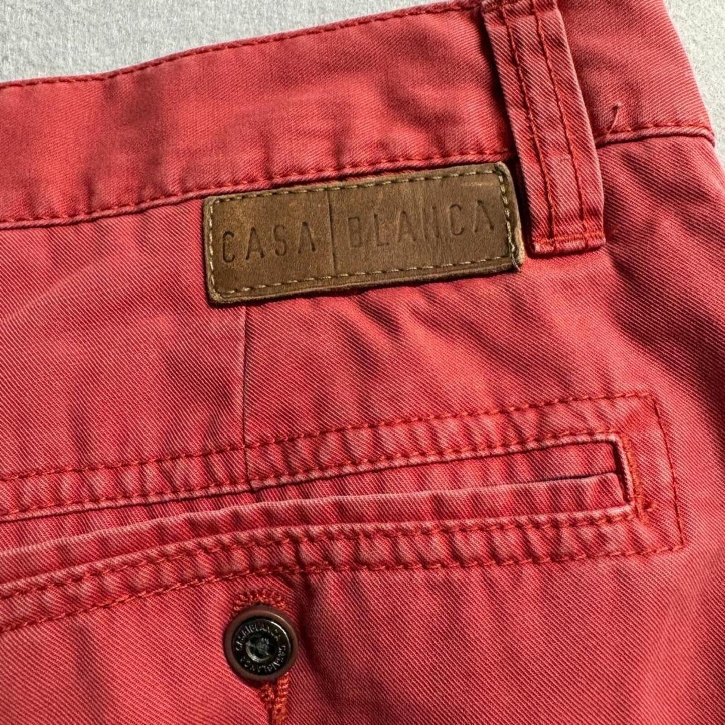 Casa Blanca Rough Denim Wear Mens Chino Shorts Size 36 Red Cotton Casual
