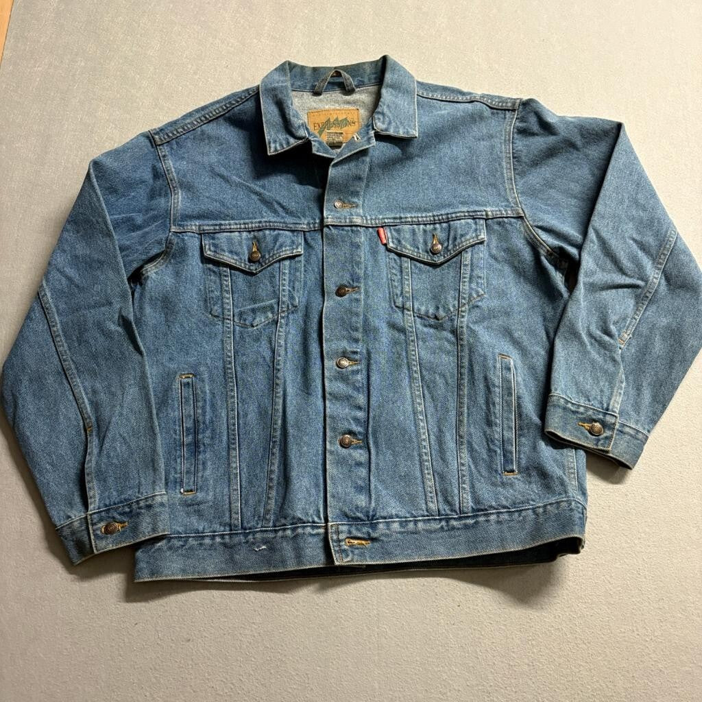 Expressions International Denim Jacket Womens Large Blue Cotton Trucker Vintage