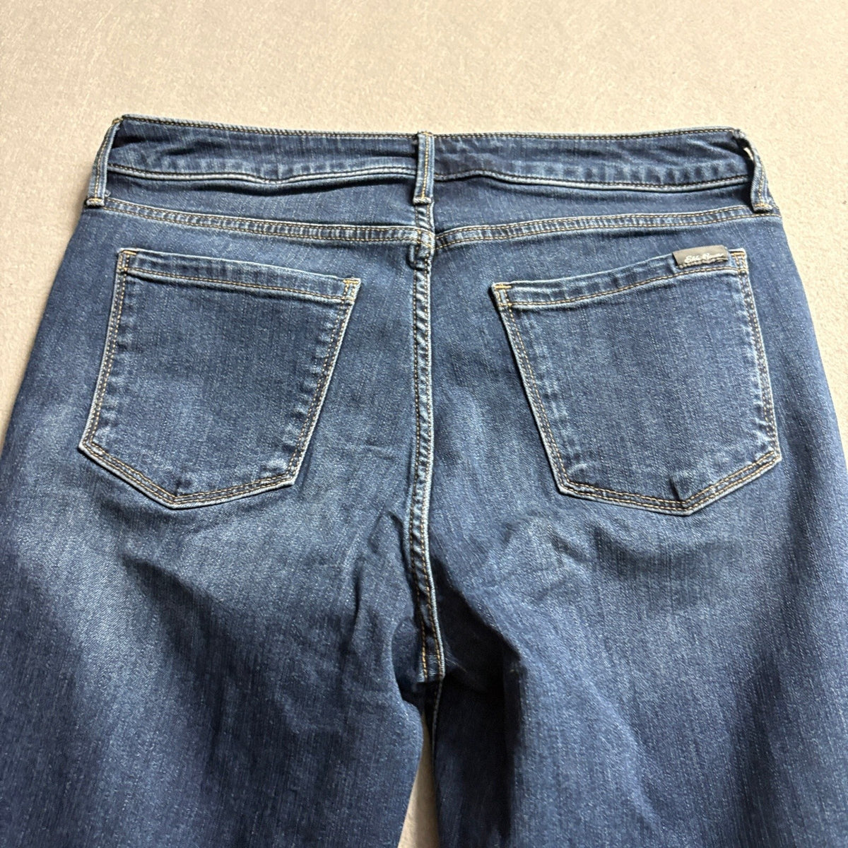 Eddie Bauer Slightly Curvy High Rise Slim Straight Jeans Womens 12 Dark Wash