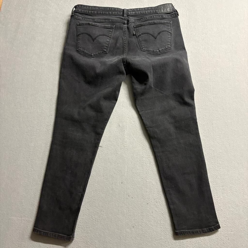 Levis 711 Skinny Jeans Womens 32 Gray Black Denim Stretch Pants Inseam 26