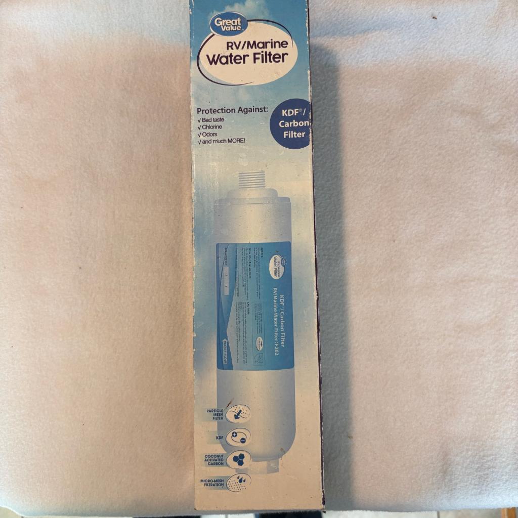 Great Value RV Marine Water Filter F202 KDF Carbon Inline Gardening Boat