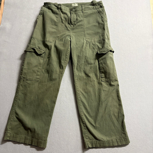 Universal Thread Cargo Pants Womens 17 Green Wide Leg High Rise Utility Cotton