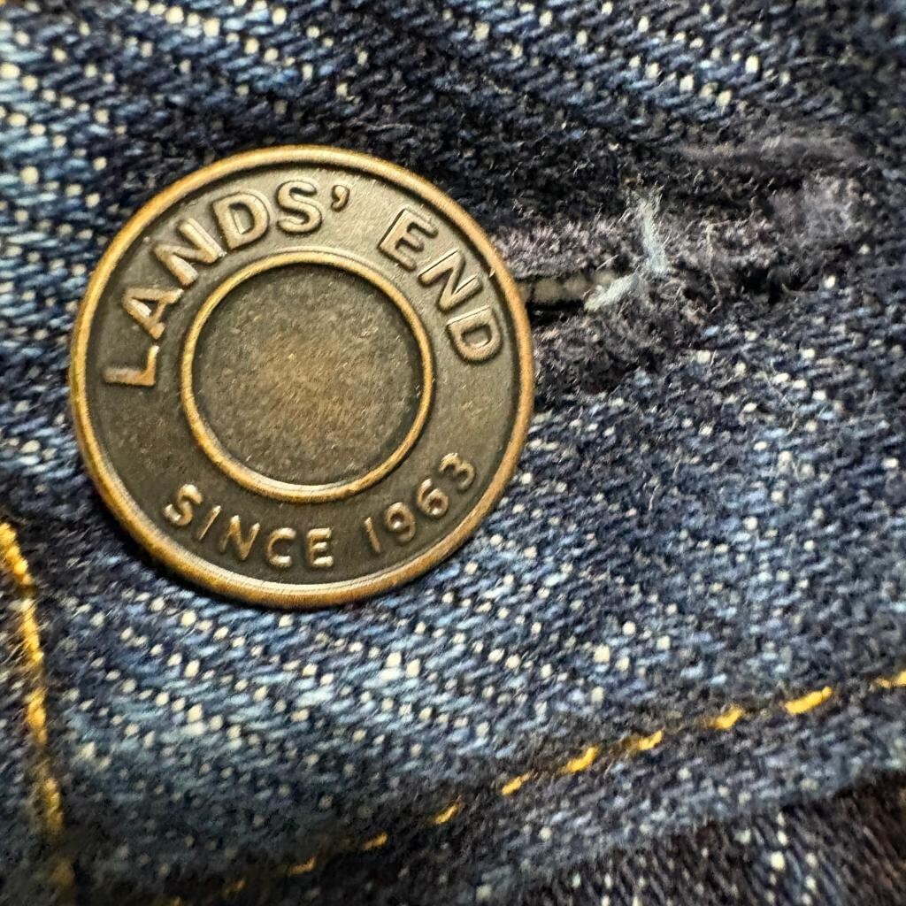 Lands End Square Rigger Jeans Mens 40 Traditional Fit Dark Wash Blue Denim