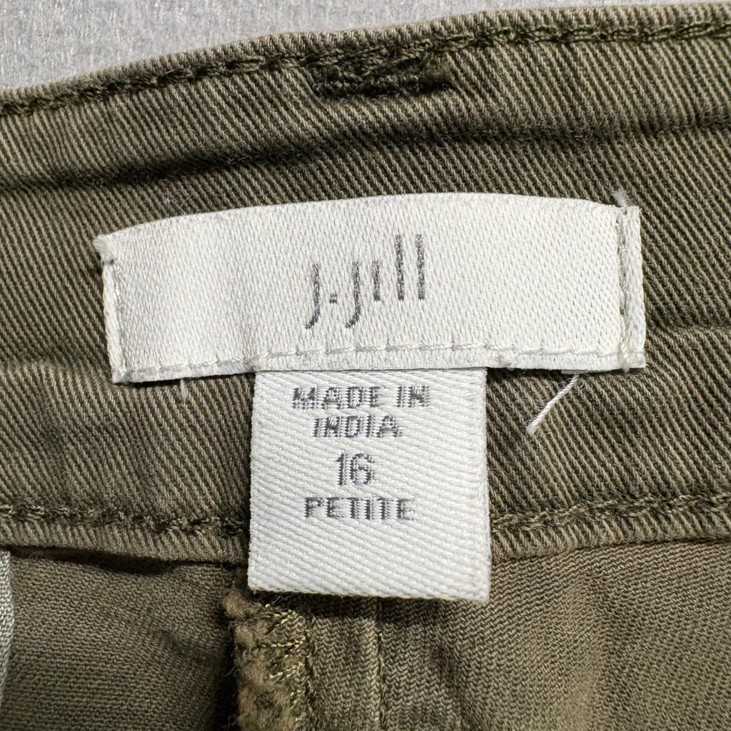 J. Jill Women's Size 16 Petite Green Cotton Stretch Utility Cargo Pants Ankle