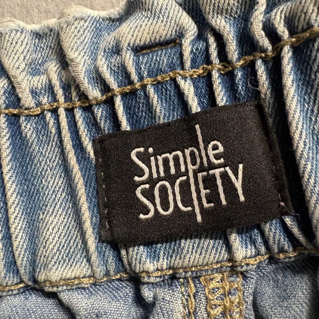 Simple Society Paperbag Waist Acid Wash Jeans Womens Size 3/26 Blue Denim