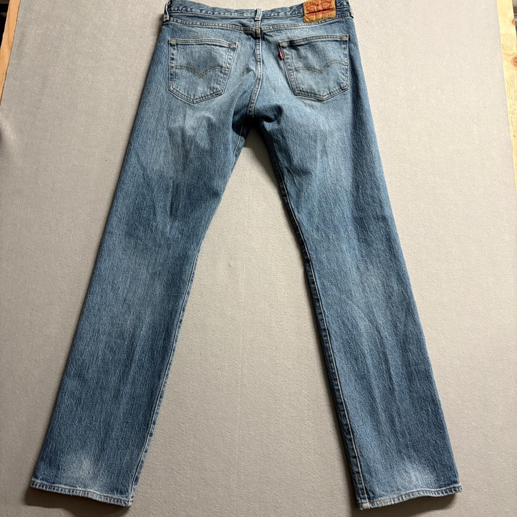 Levis 501 Original Fit Jeans Mens 34x34 Blue Denim Button Fly Stretch Pants