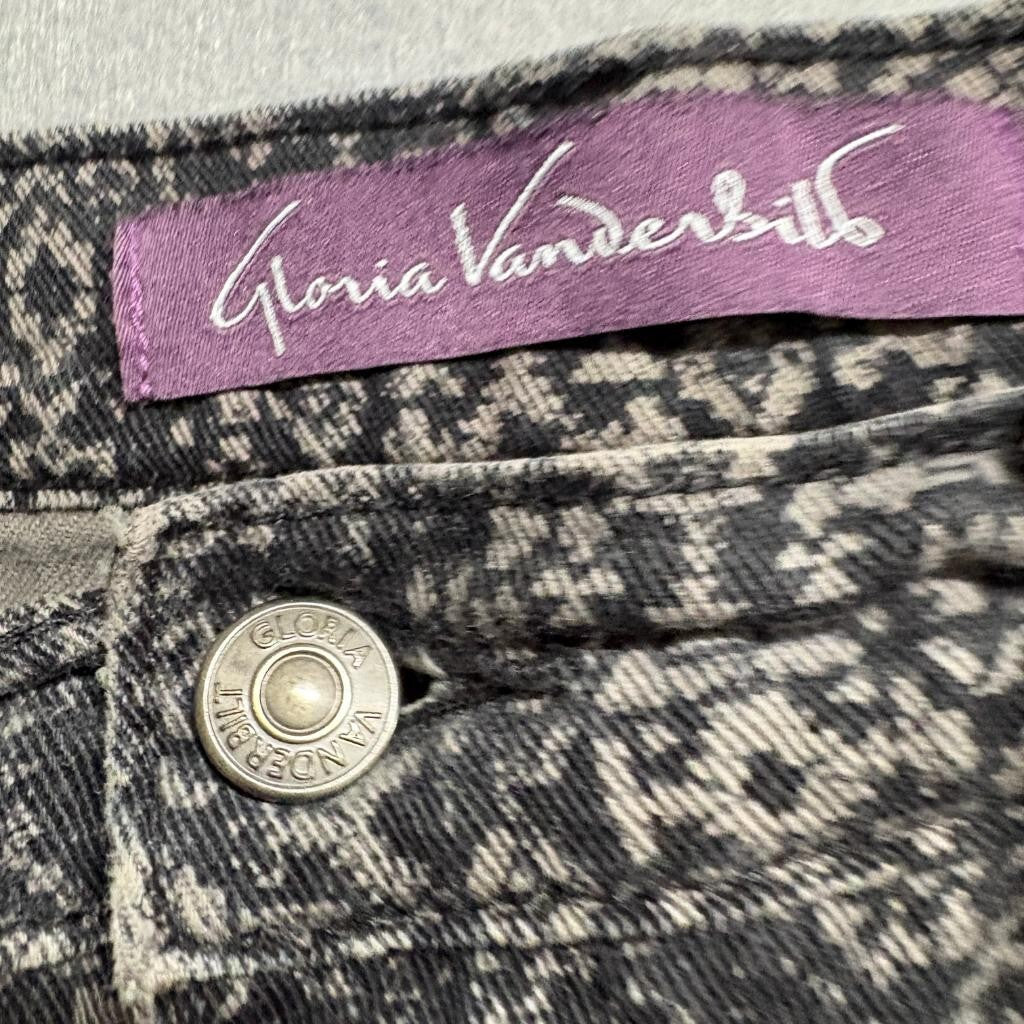 Gloria Vanderbilt Amanda Jeans Womens 4P Gray Patterned Raw Hem High Rise Crop