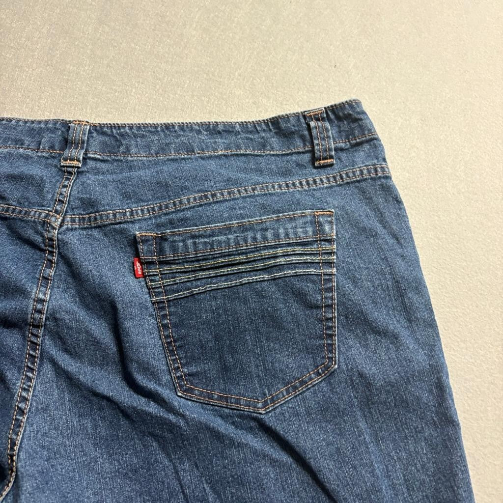 Levis 525 Nouveau Low Capris Womens Size 24 Blue Denim Stretch Crop Jeans