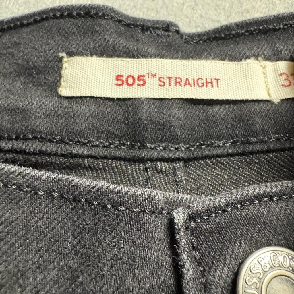 Levis 505 Straight Jeans Womens 16M Black Denim Stretch Pants W33 L32