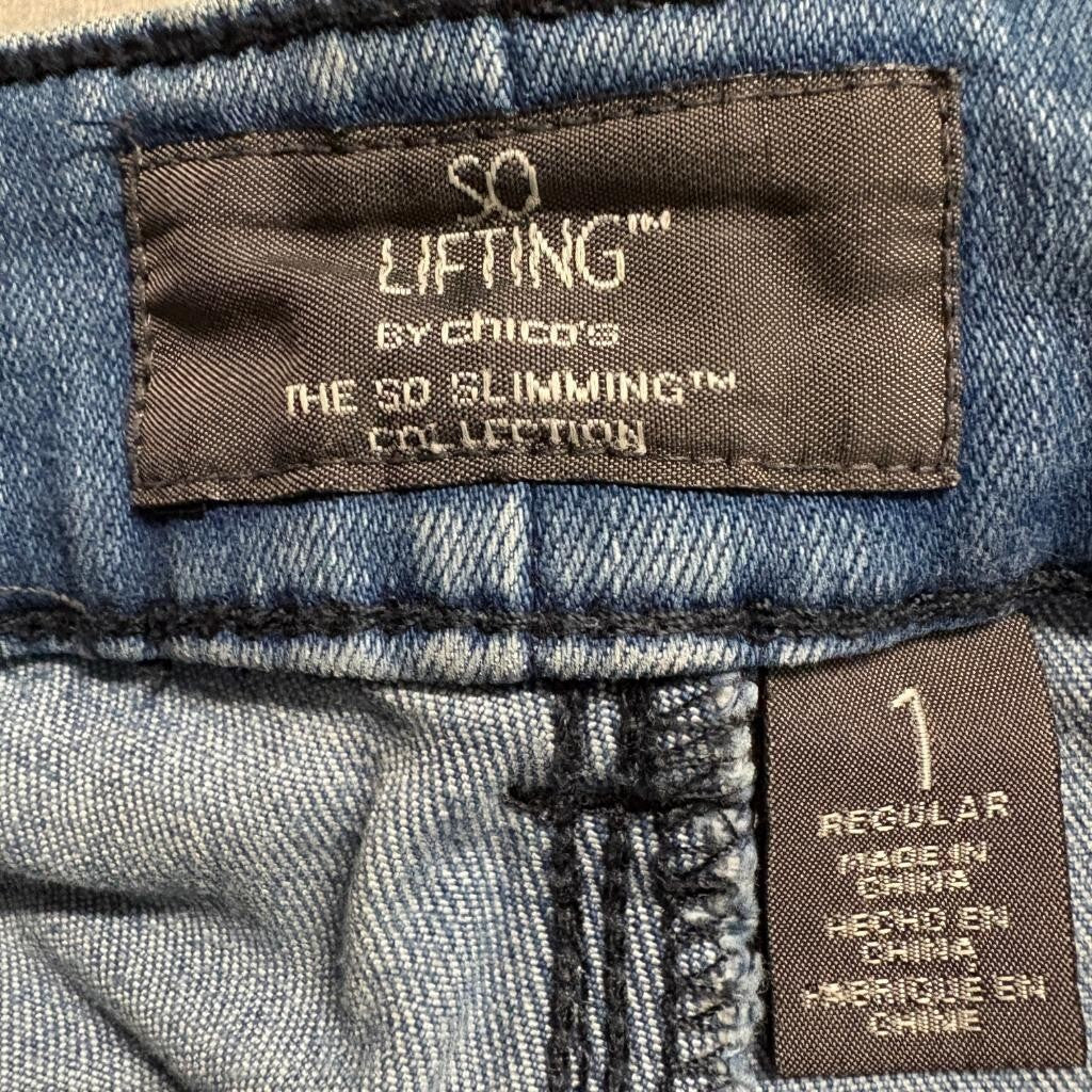 Chicos So Lifting Jeans Womens 1 Regular Blue Denim So Slimming Straight Leg