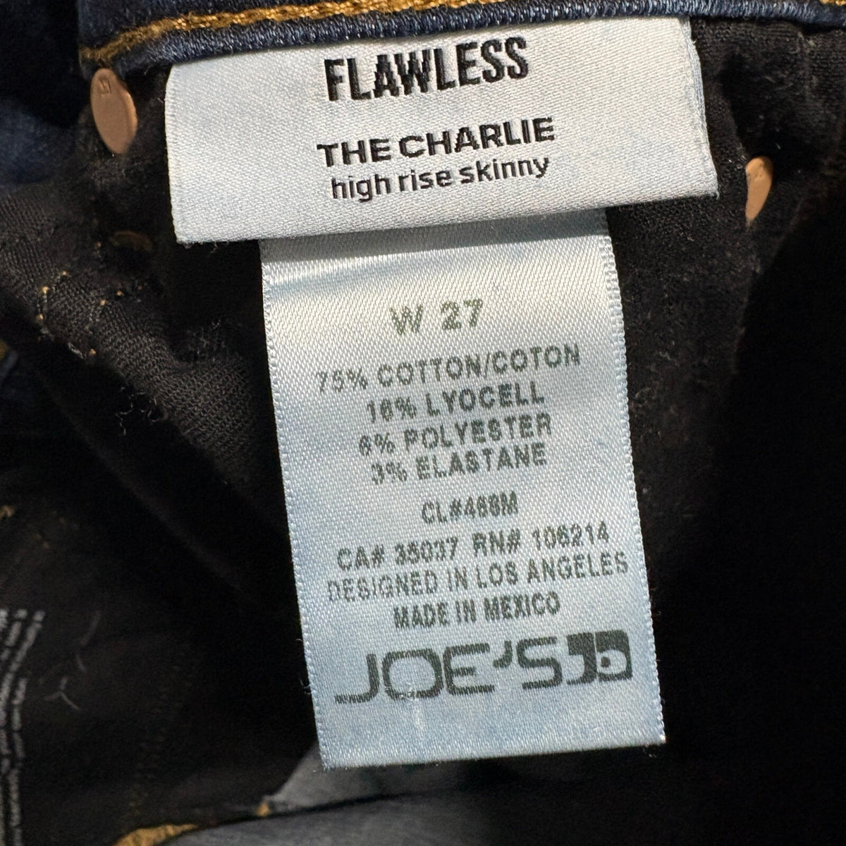 Joe's Jeans The Charlie High Rise Skinny Flawless Womens Size 27 Dark Wash Blue