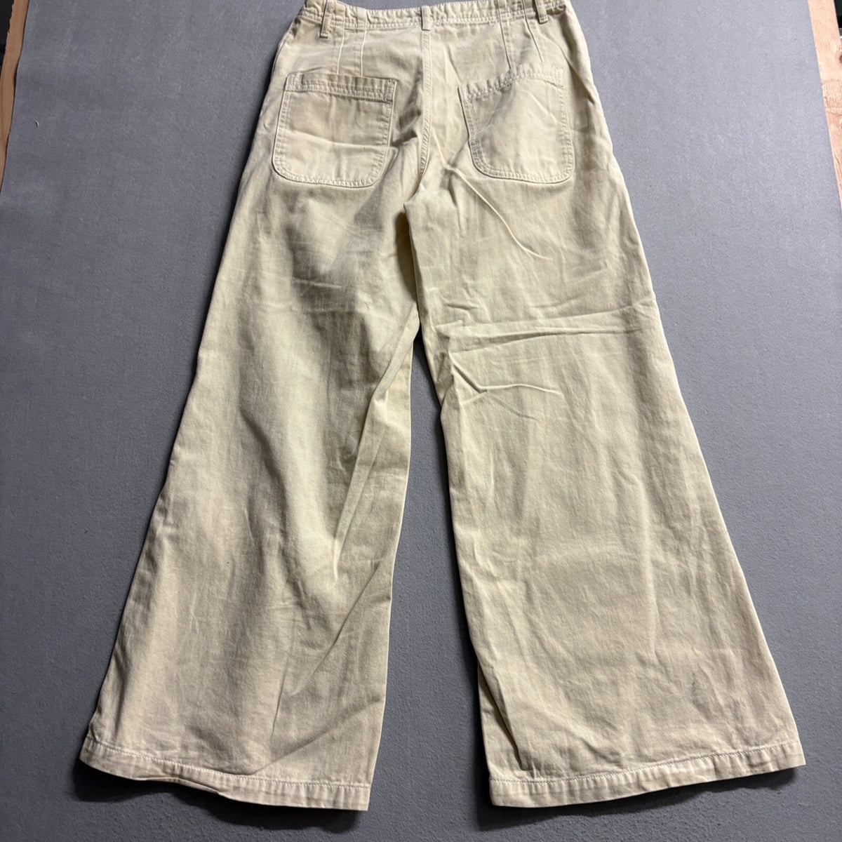 Free People Wide Leg Pants Womens Size 12 Beige Cotton High Rise Boho Chino