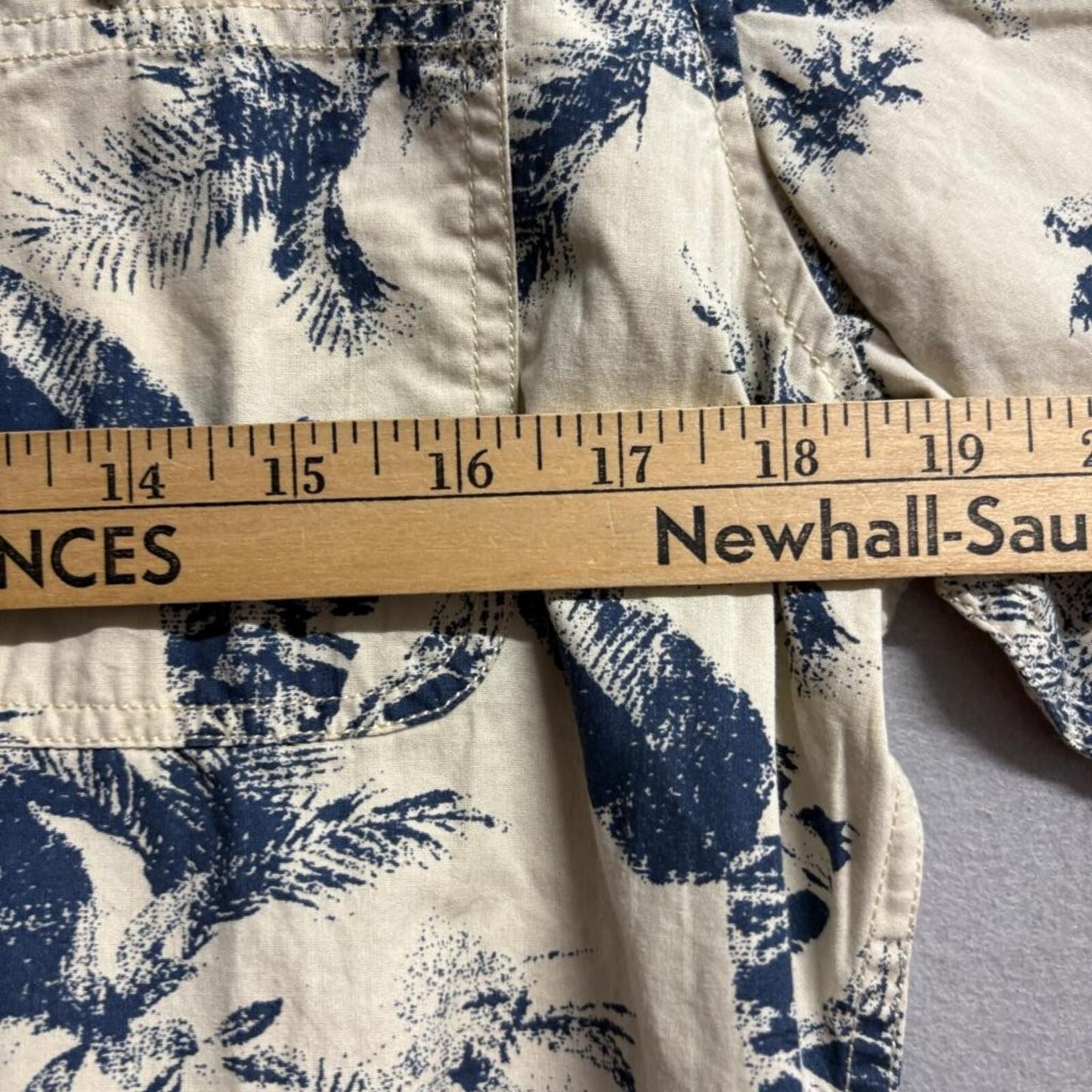 Level Ten Mens Large Tropical Palm Tree Print Short Sleeve Button Up Shirt NWT