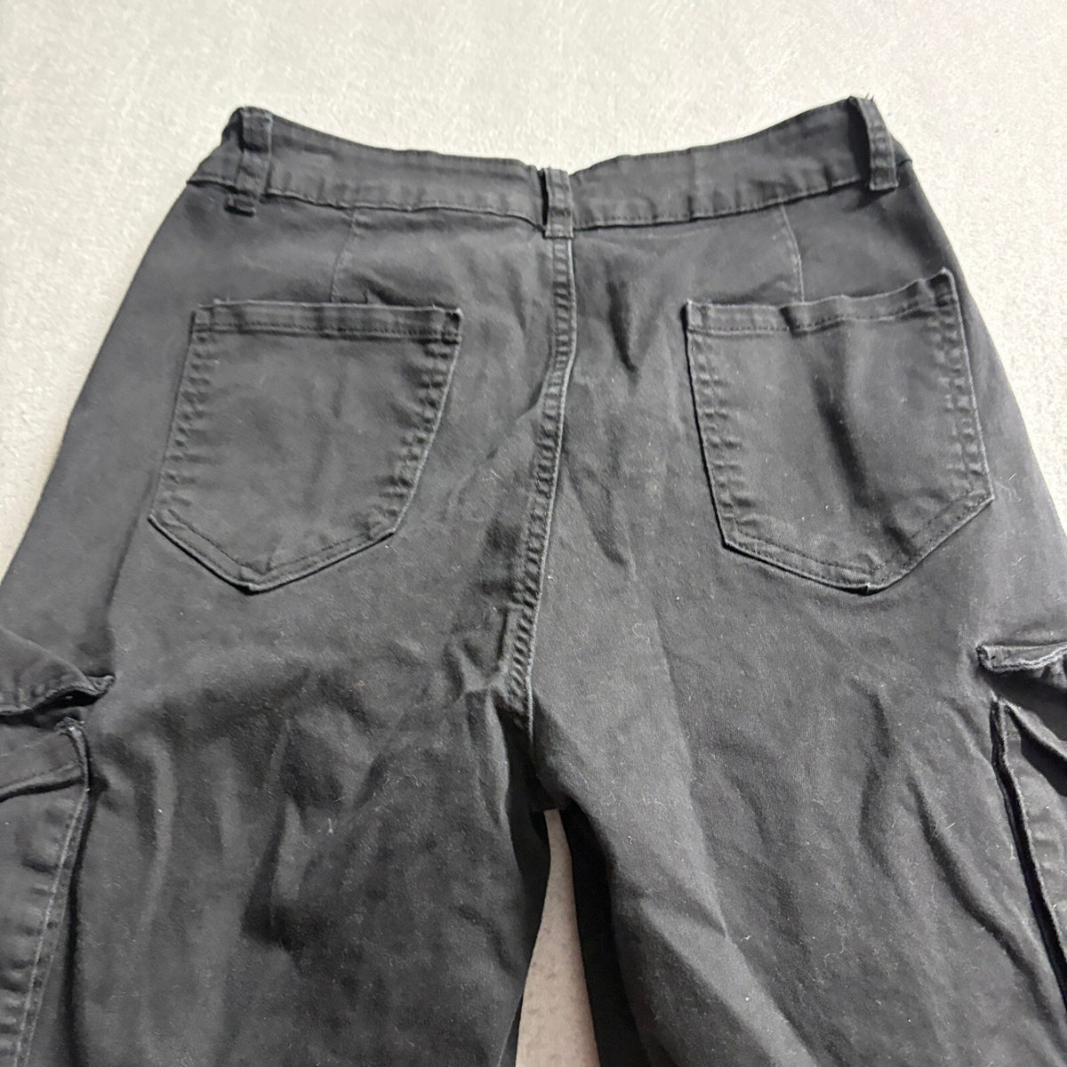 Daysie Women's Black Cargo Pants Straps Buckles Techwear Y2K Goth Size 10 /