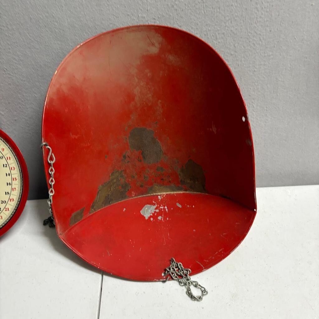 Vintage W B Scott Co Chicago 60 Lb Hanging Scale Red Metal Scoop Pan Pat 1912