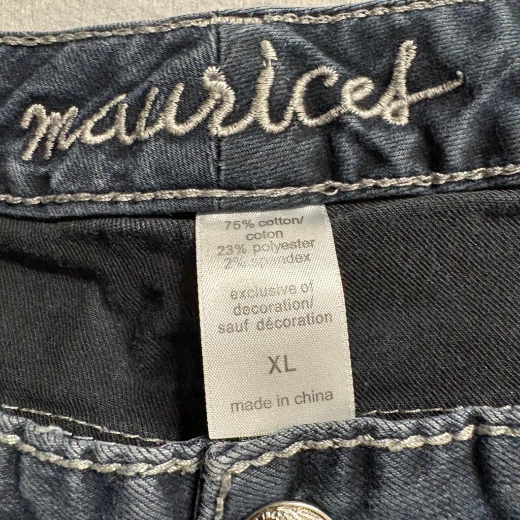 Maurices Skinny Jeans Womens XL Dark Wash Thick Stitch Stretch Denim Blue