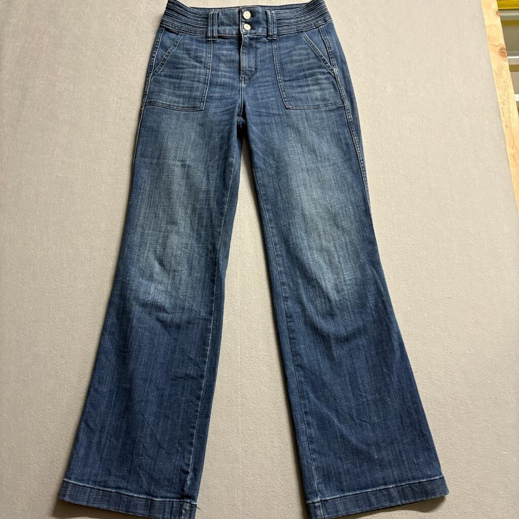 White House Black Market Trouser Jeans Womens 6 Extra High Rise Blue Wide Leg
