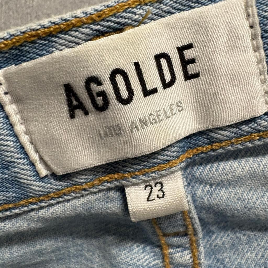 AGOLDE Riley High Rise Straight Crop Jeans Womens 23 Light Wash Distressed