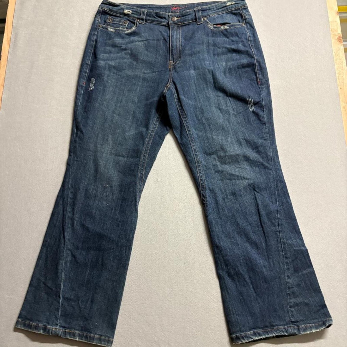 Venezia Jeans Womens Plus Size 22 Blue Denim Distressed Bootcut Flare Stretch