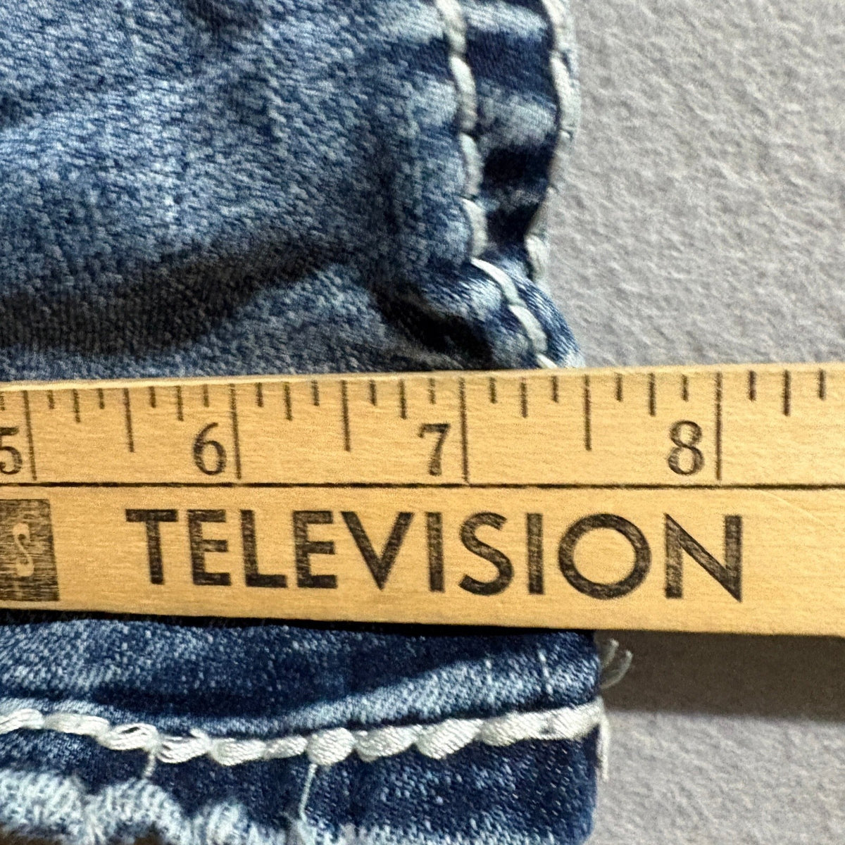 Answer Me Bootcut Jeans Womens 3/30 Blue Denim Thick Stitch Rhinestone Cross Y2K