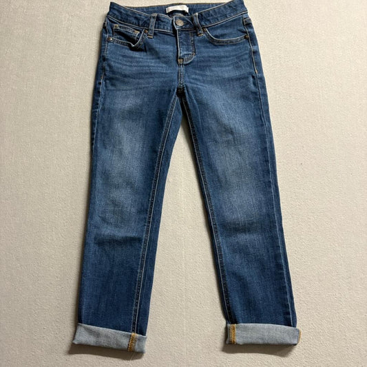 LC Lauren Conrad Girls Skinny Crop Jeans Size 0 Blue Denim Stretch Cuffed