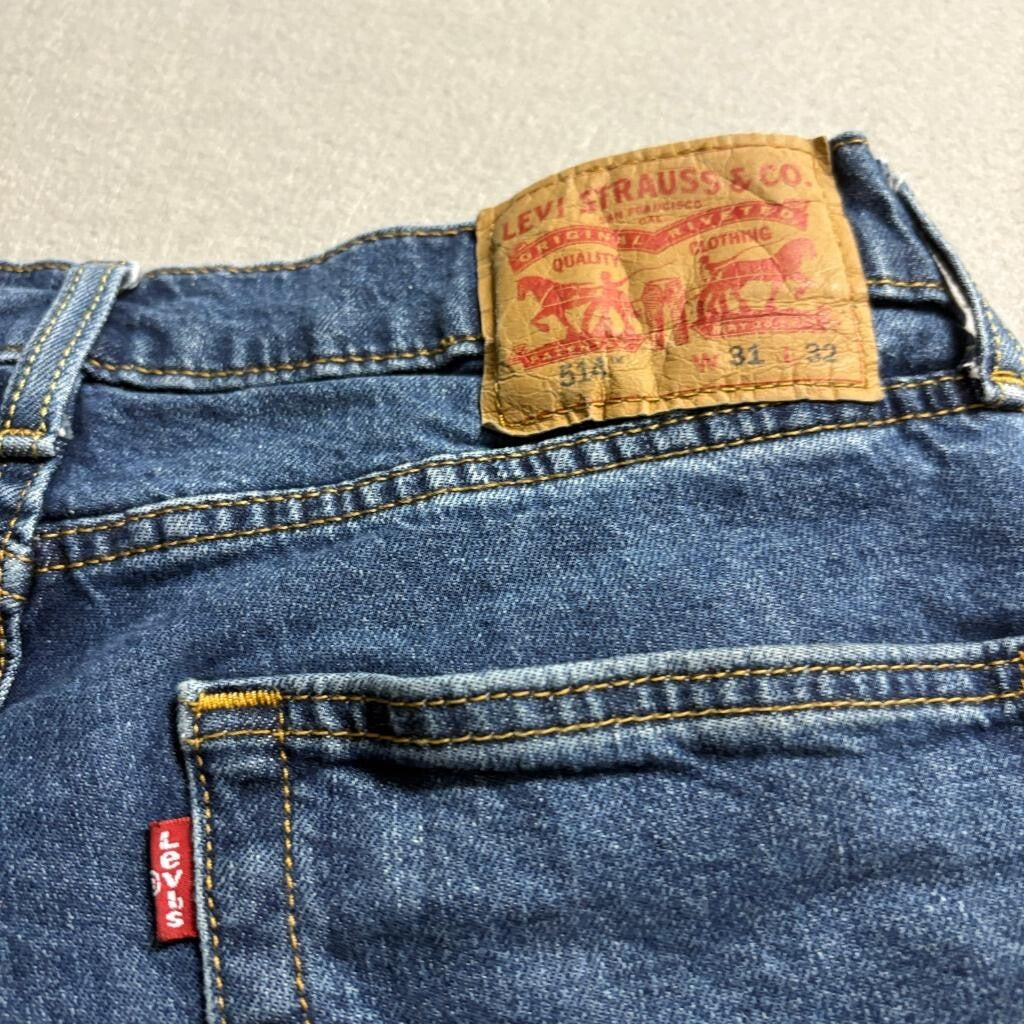 Levi's 514 Straight Fit Jeans Mens 31x32 Blue Denim Stretch Pants