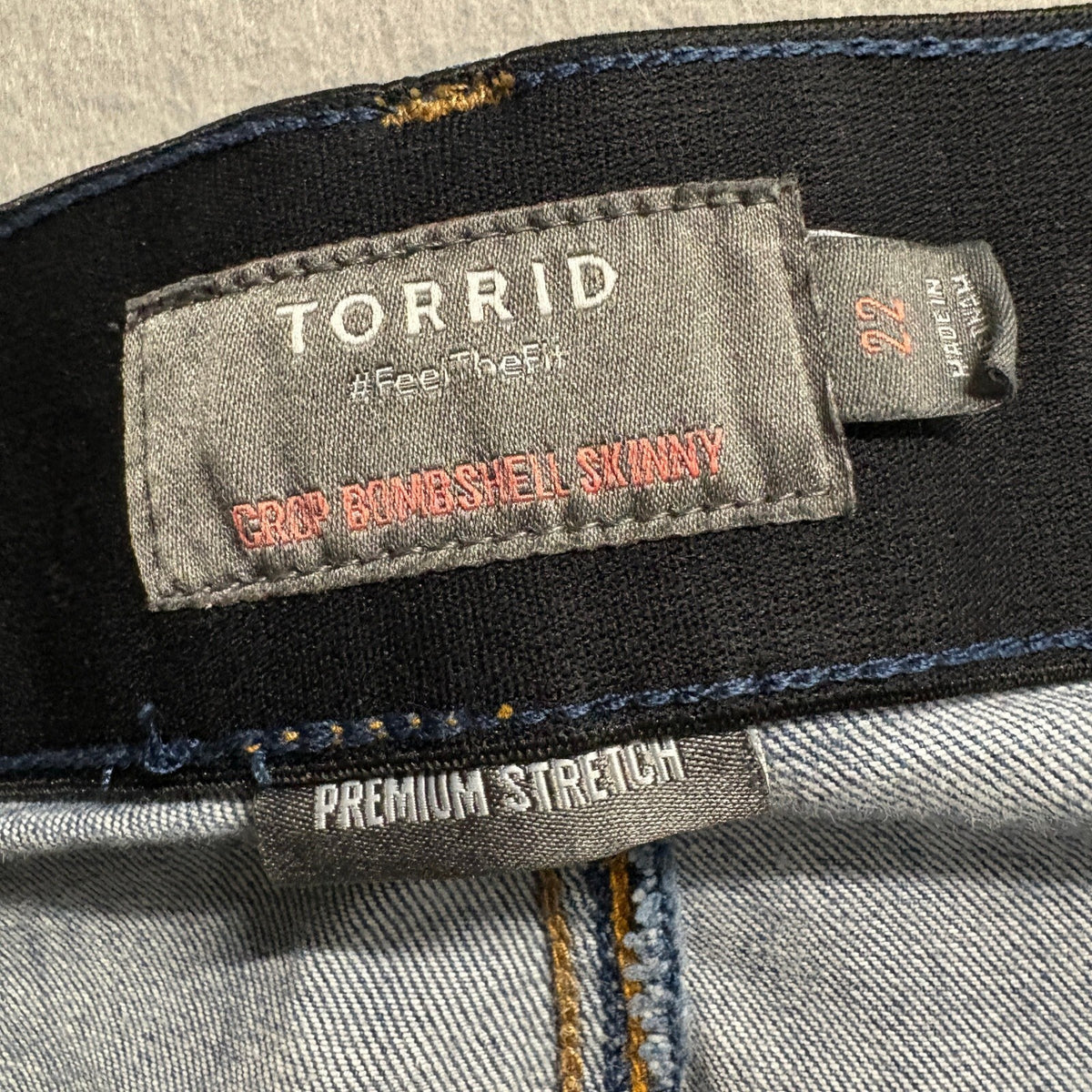 Torrid Crop Bombshell Skinny Jeans Womens 22 Blue Premium Stretch Denim Crop