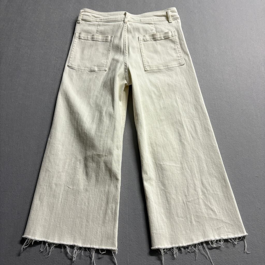 ee:some Los Angeles Wide Leg Jeans Womens Small Off White Raw Hem Stretch Denim