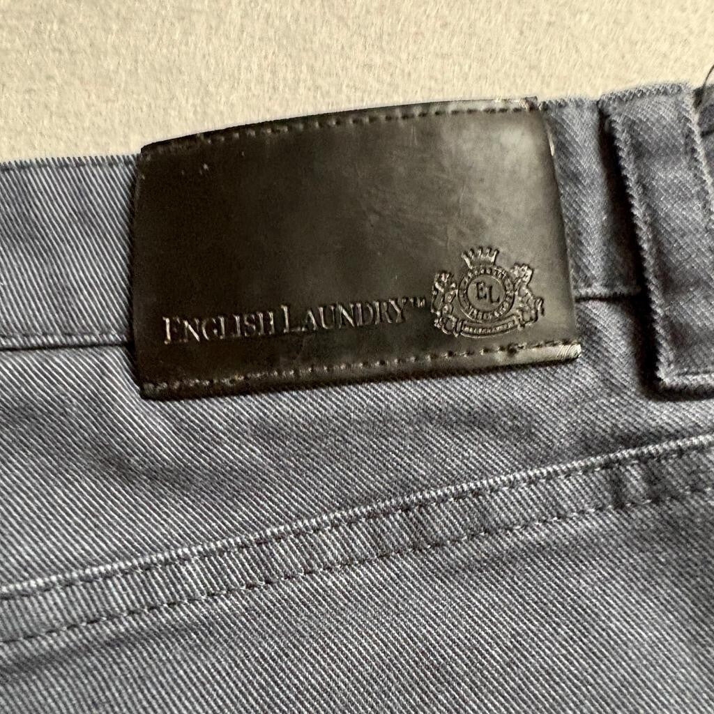English Laundry Mens 5 Pocket Pants 34x32 Gray Cotton Blend Stretch Straight Leg